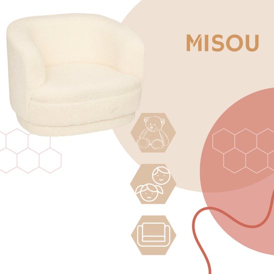 MISOU Teddy stoel - kind - Fluffy stoel - Teddy kinderstoel - fauteuil - teddy - Boucle stoel - 41x45cm - Wit van MISOU — afbeelding 4
