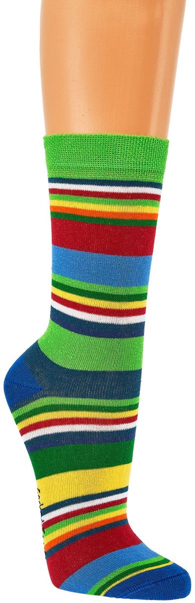 Voordeelbundel dames sokken 35-38 | vrolijke sokken | happy socks printjes | thema strepen | korting pakket 6 paar