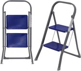 Bol.com Muntel® Huishoudtrap 2 treden - Keukentrap Inklapbaar - TÜV/GS - Blauw - Antislip - Max. hoogte 47 cm aanbieding