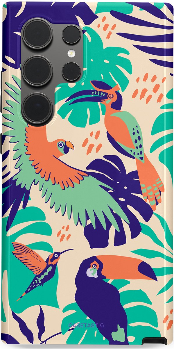 Casetastic Hoesje Geschikt voor Samsung S24 Ultra - Stijlvolle Beschermende Duo-layer Case - Tropische Vogels