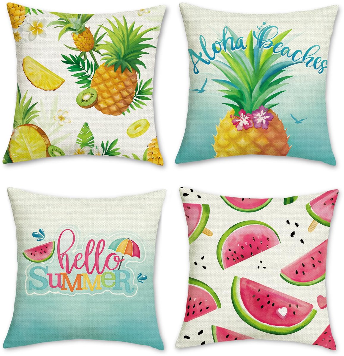 Ibenzoa Frisse Zomer Fruit Design Kussenslopen Set van 4 voor Binnen en Buiten Decoratie blauw