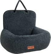 By Cee Cee - Siège d'auto pour chien Deluxe - XL - Panier pour chien avec ceinture - Panier de voiture pour chien - Siège pour chien - Grand chien - Gris foncé