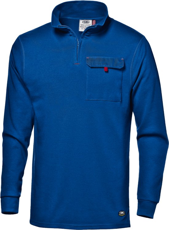 Polo de travail manches longues SIR SAFETY ZARA POLO HOMME Blauw - 280 g/m² - Poche poitrine avec Fermetures velcro - Poignets élastiques