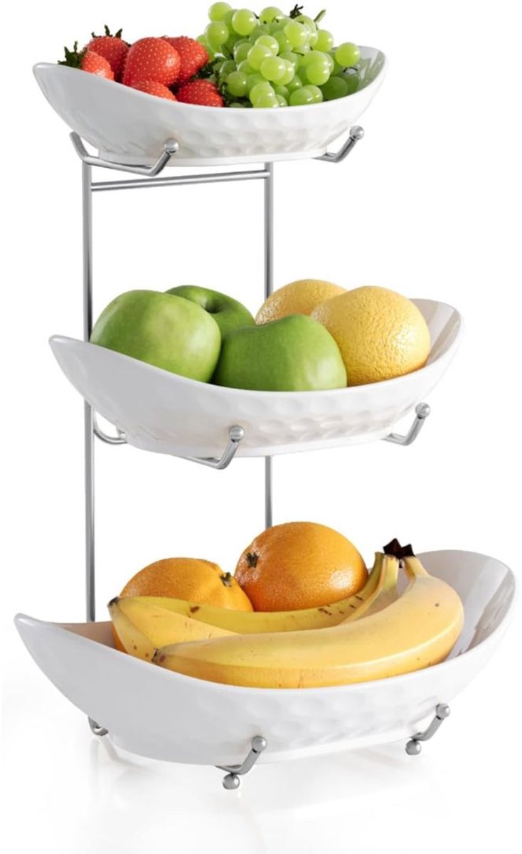 Fruitschaal - Fruitmand Etagere 3 laags - Wit