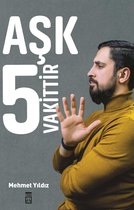 Boek "Aşk 5 Vakittir" met een man in een mosterdgele coltrui die zijn hand opheft.