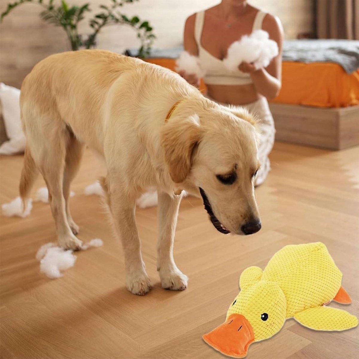 Hondenspeelgoed, onverwoestbaar, anti-stress eend voor honden