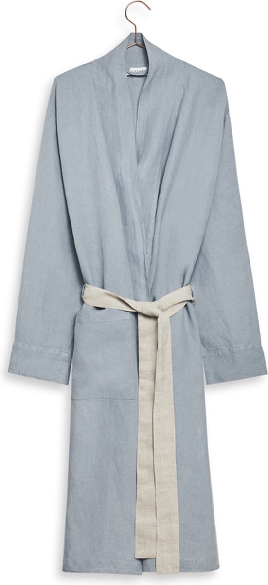 Yumeko kimono badjas gewassen linnen schemerblauw m