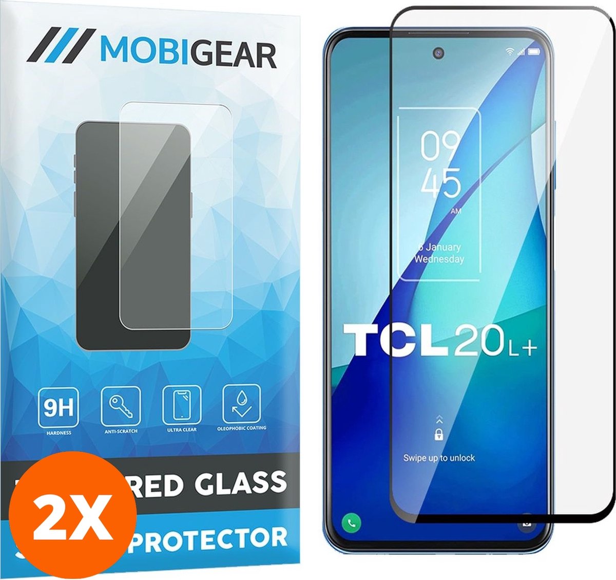 Mobigear Screenprotector geschikt voor TCL 20L Plus Glazen | Mobigear Premium Screenprotector - Case Friendly - Zwart (2-Pack)