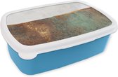 Broodtrommel Blauw - Lunchbox - Brooddoos - Abstract - Luxe - Goud - 18x12x6 cm - Kinderen - Jongen