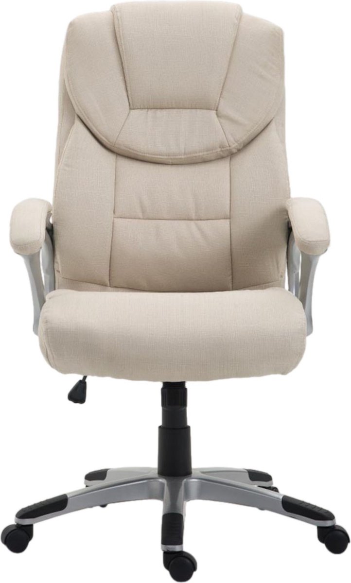 Luxe Bureaustoel Fabrizio XL - stof - Creme - Op wielen - Ergonomische bureaustoel - Voor volwassenen - In hoogte verstelbaar