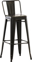Barkruk Recto - Met rugleuning - Set van 1 - Antiek - Ergonomisch - Barstoelen voor keuken of kantine - Bruin/goud - Metaal - Zithoogte 77cm