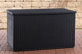 Rotan Opbergbox XL - 129 x 57 x 59 cm Zwart- Tuinkussenbox - Waterdicht - Met deksel - Voor binnen & buiten - Tuinbox