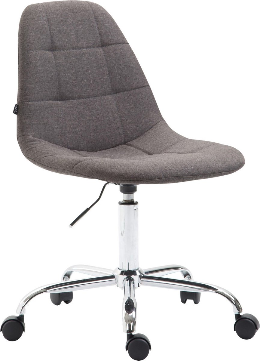Luxe Werkkruk Tacito - Donkergrijs - Voor volwassenen - Op wielen - Stof - Ergonomische bureaustoel - In hoogte verstelbaar 44-54cm