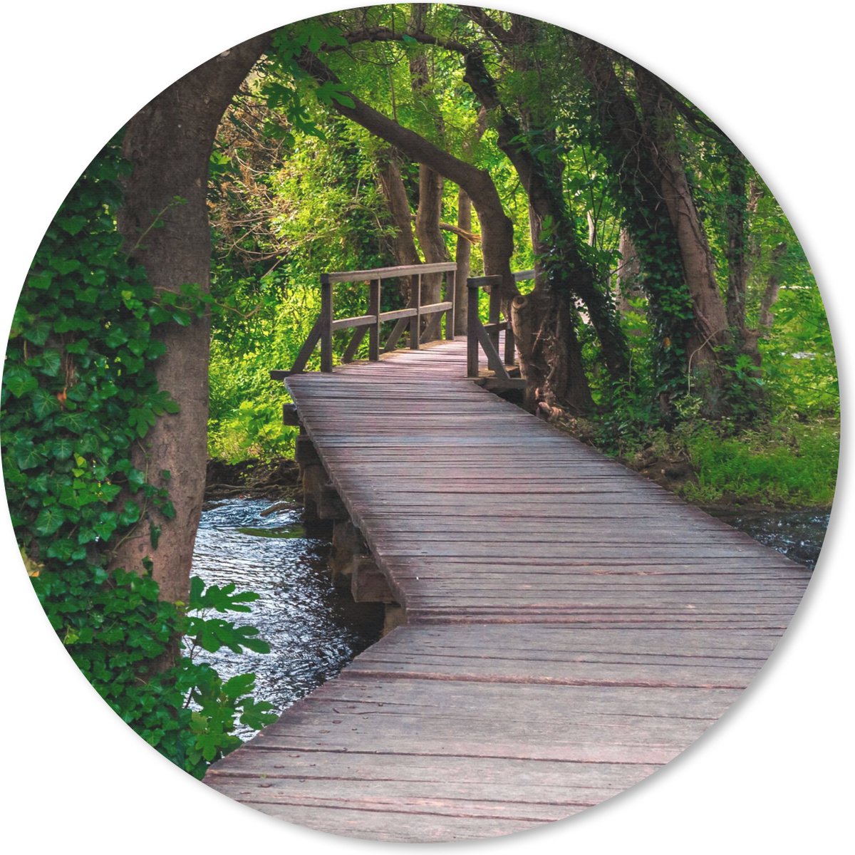 Muismat rond 40x40 cm - Mousepad Bos - Natuur - Brug - Ronde muismatten