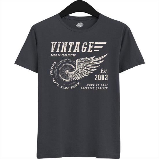 A Vintage Motorcycle Addict Est 2003 | Retro Verjaardag Motor Cadeau Shirt - T-Shirt - Unisex - Mouse Grey - Maat L