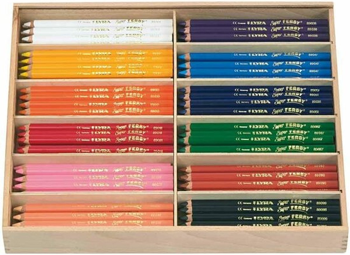 Super Ferby 1 Kleurpotloden, diverse kleuren, L: 18 cm, vulling 6,25 mm, 12x12 stuk/ 1 doos