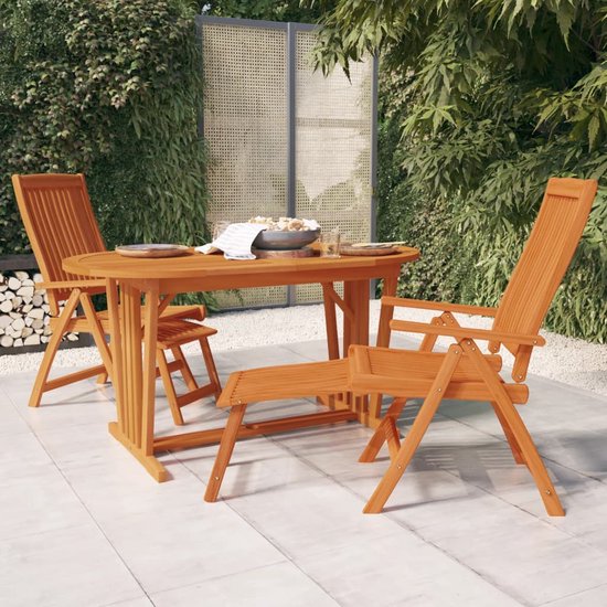 Ensemble table et chaise de jardin pliante en bois d'eucalyptus