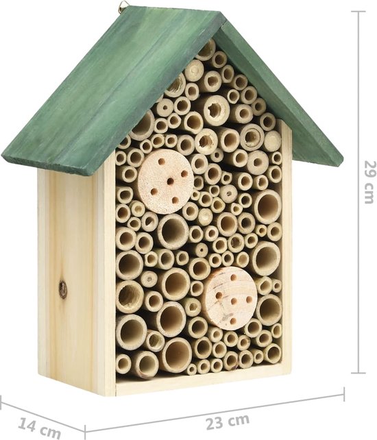 vidaXL Hôtels à insectes 2 pcs Bois d'épicéa massif 23 x 14 x 29 cm
