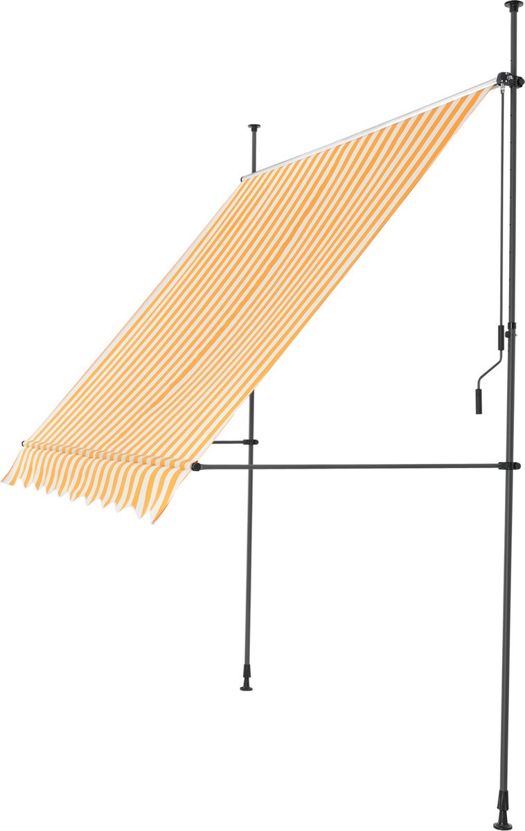 Klemluifel Rex - Uitschuifbare Luifel - Geel en Wit - 250x120 cm - Staal en Stof - Waterafstotend - UV Bescherming