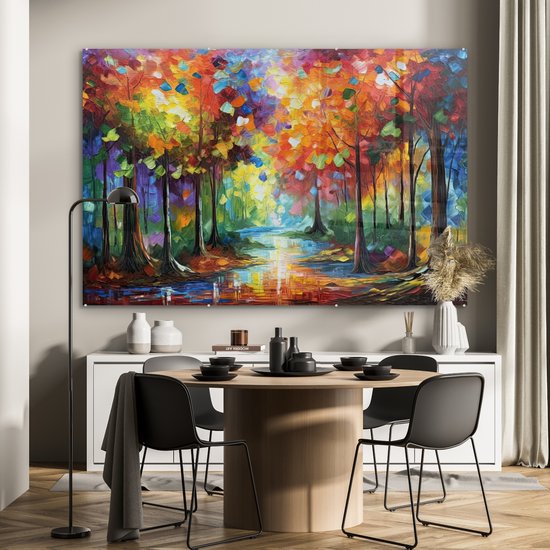 MuchoWow® Peinture sur Verre - Paysage - Forêt - Couleurs - Nature - 150x100 cm - Peintures sur Verre Acrylique - Photo sur Glas
