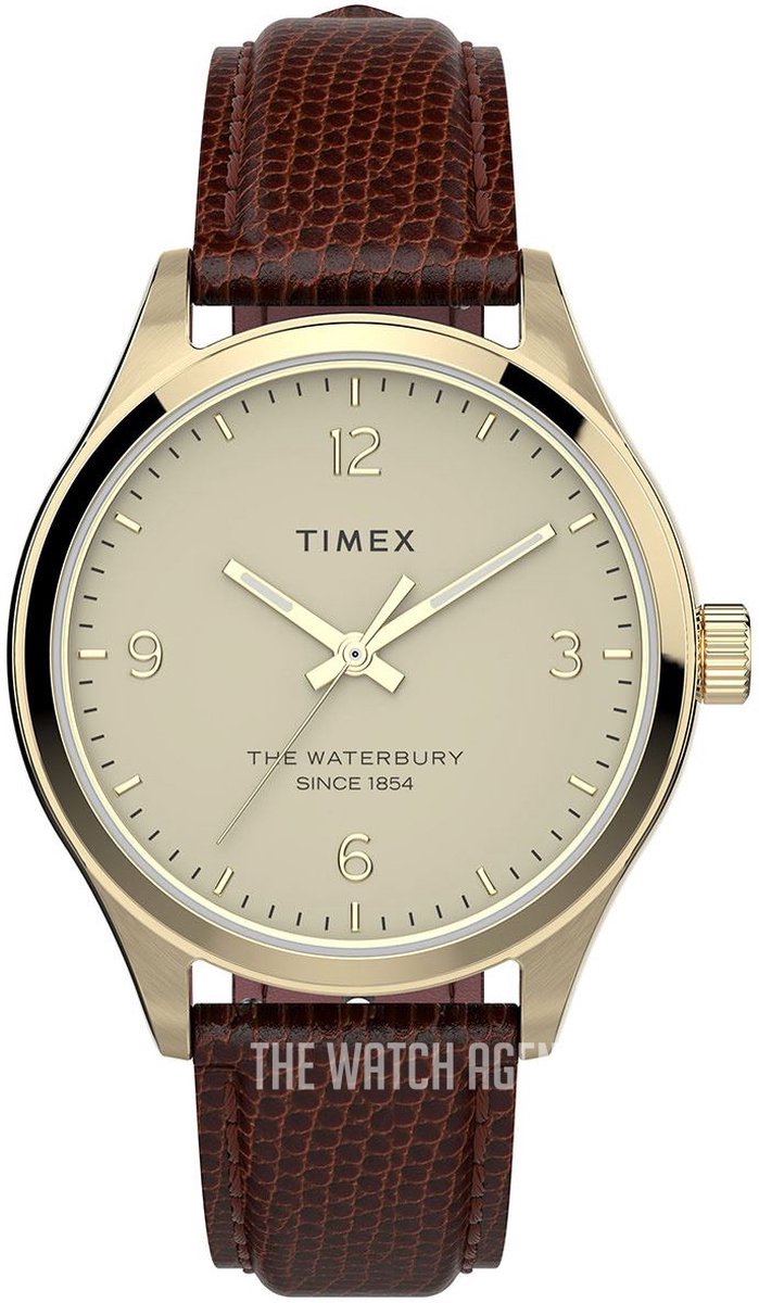Timex Traditional TW2U97800 Horloge - Leer - Bruin - Ø 33 mm