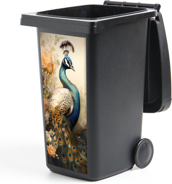 Autocollant contenant Paon - Plumes de paon - Fleurs - Vogels - Botanique - 44x98 cm - Autocollant Kliko