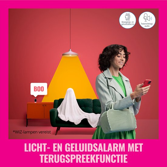 WiZ Slimme Binnencamera - Home Monitoring - Bedrade camera - Koppel met je slimme WiZ verlichting - Beweging- en geluidsdetectie — afbeelding 3