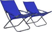 vidaXL - Strandstoelen - 2 - st - inklapbaar - stof - blauw