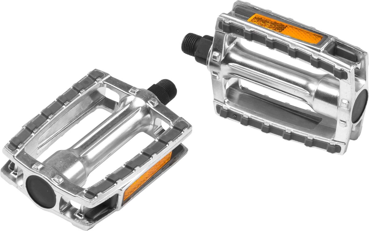 Pedaalset Ergotec 658 9/16 met reflector - zilver/grijs