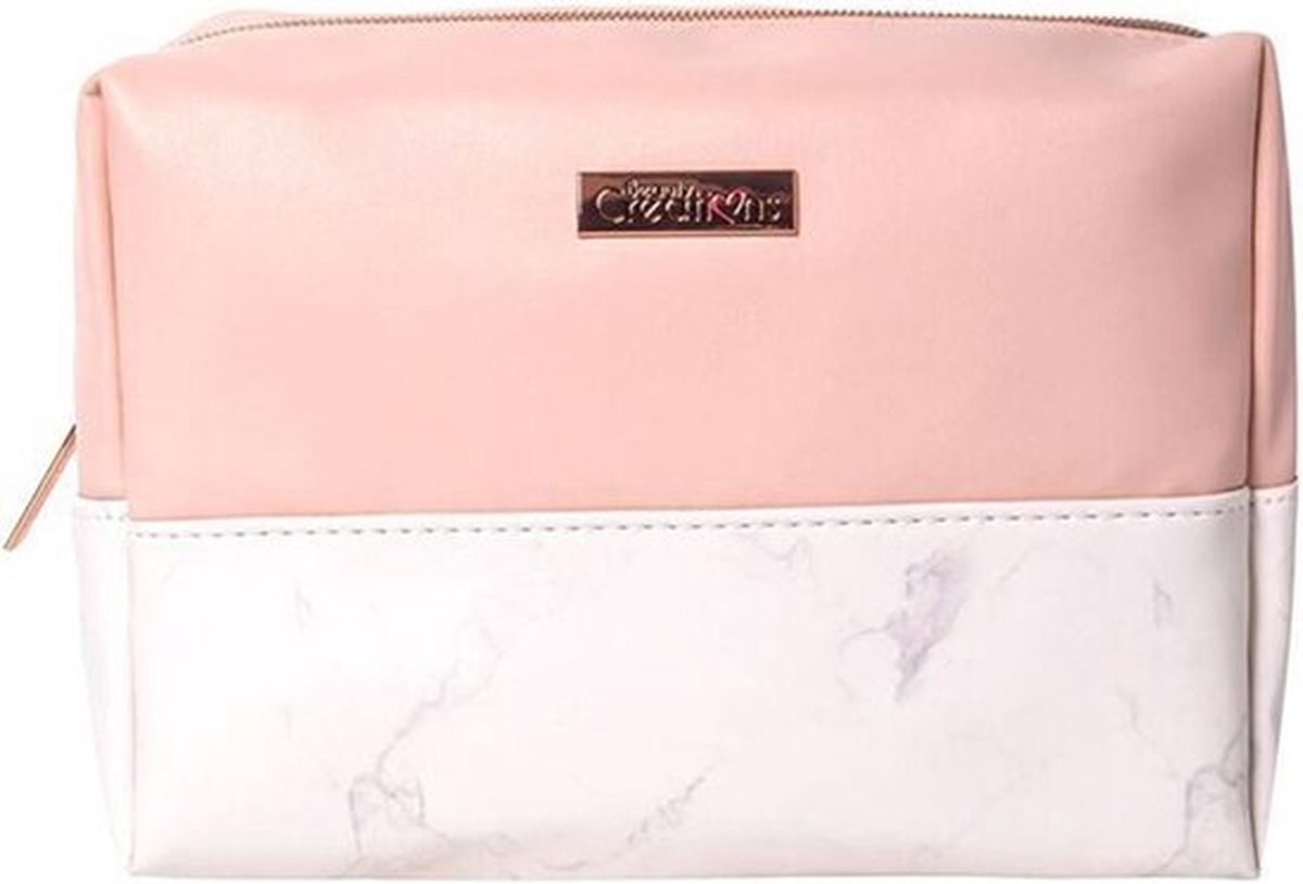 Beauty Creations Make-up Tasje - Roze Marble Print - Luxe Toilettas & Etui Organizer - MB02 - (250g)