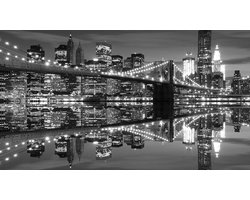 Fotobehang - Vliesbehang - New York - Brooklyn Bridge zwart-wit - 254 x 184 cm