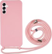 Coverup Siliconen Back Cover met Koord - Geschikt voor Samsung Galaxy A14 Hoesje - Pink