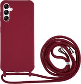 Coverup Siliconen Back Cover met Koord - Geschikt voor Samsung Galaxy A14 Hoesje - Bordeaux