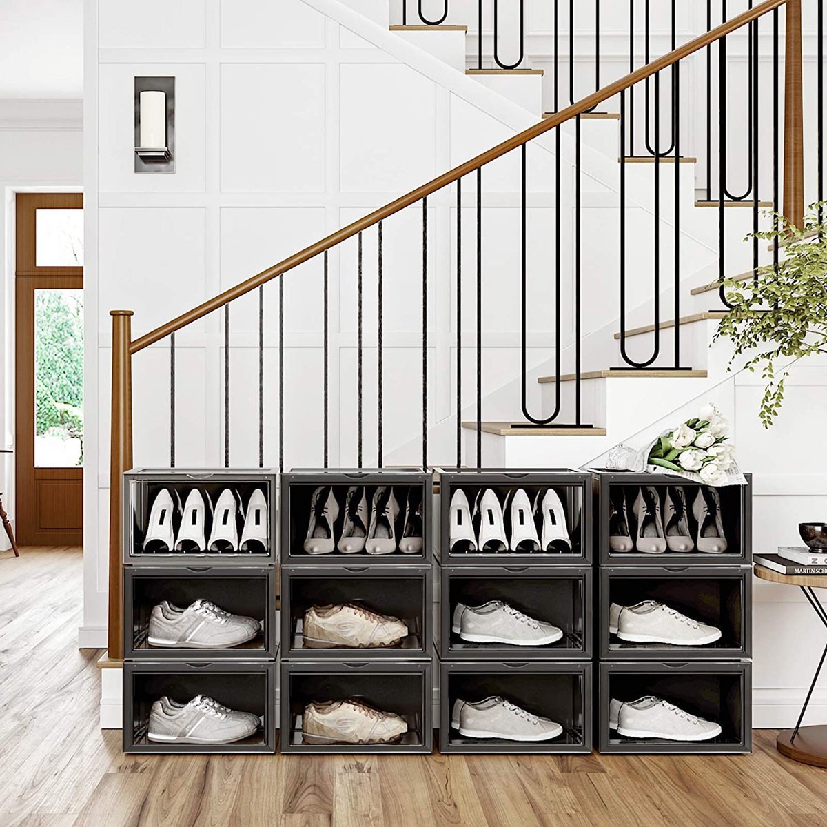 Navaris Stapelbare Schoendozen 6 Stuks Transparante Schoenenbox In Zwart Opbergdoos Voor Schoenen Sneakers En Ballerina S 590917316