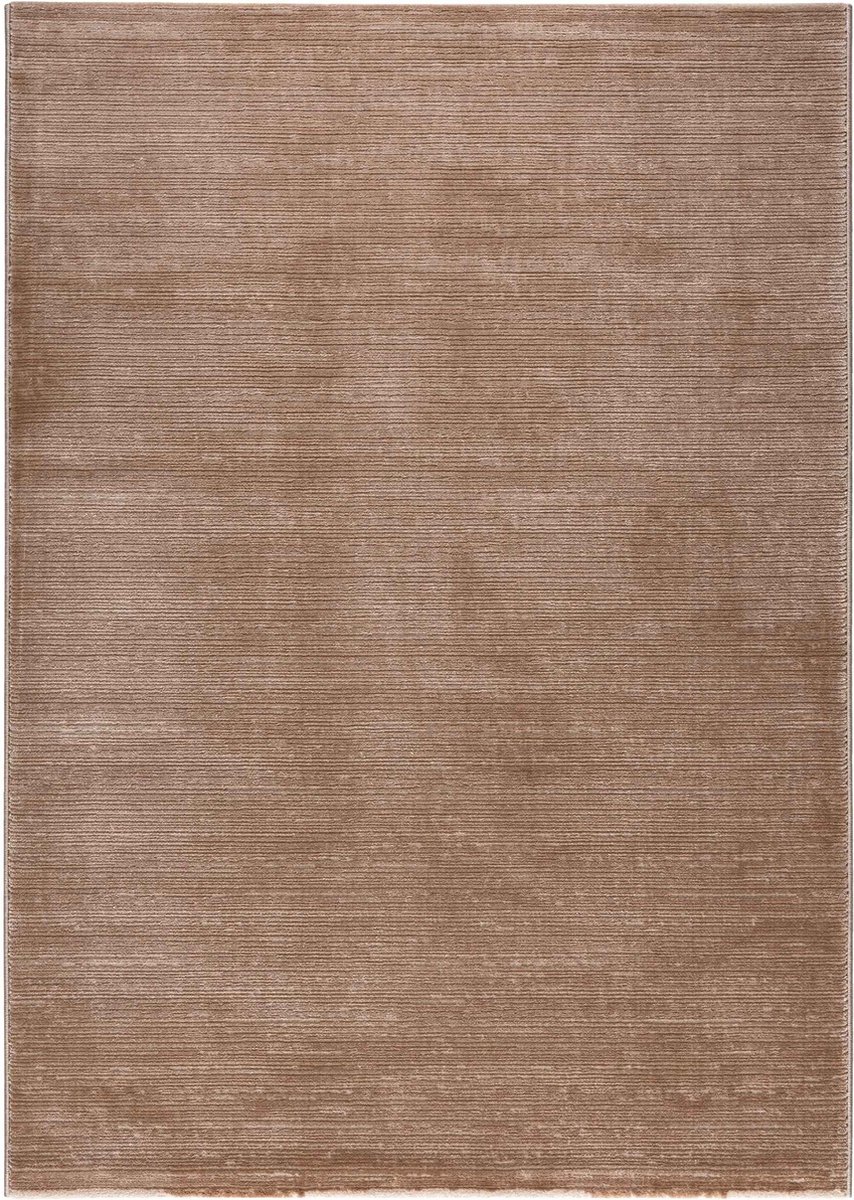 flycarpets Eleganza Modern Laagpolig Gestreept Vloerkleed - Donkerbeige - 120x170 cm Bruin