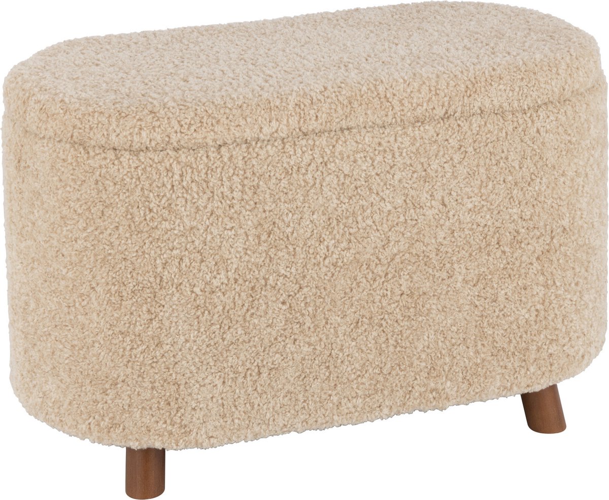 J-Line poef Opslag Teddy - polyester - beige