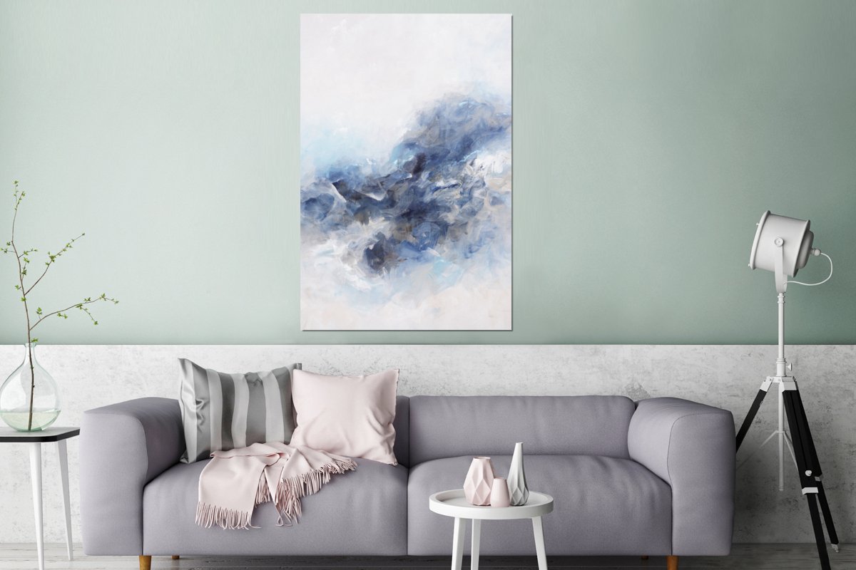 Wanddecoratie Metaal - Aluminium Schilderij Industrieel - Verf - Schilderij - Abstract - Blauw - 120x180 cm - Dibond - Foto op aluminium - Industriële muurdecoratie - Voor de woonkamer/slaapkamer