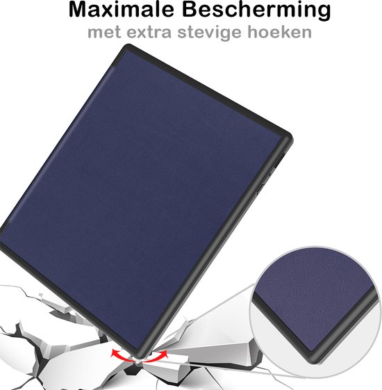 Hoesje Geschikt voor Kobo Elipsa 2E Hoesje Luxe Bescherm Case Trifold - Hoes Geschikt voor Kobo Elipsa 2E Hoes Book Cover - Donkerblauw van Hoesje  — afbeelding 5