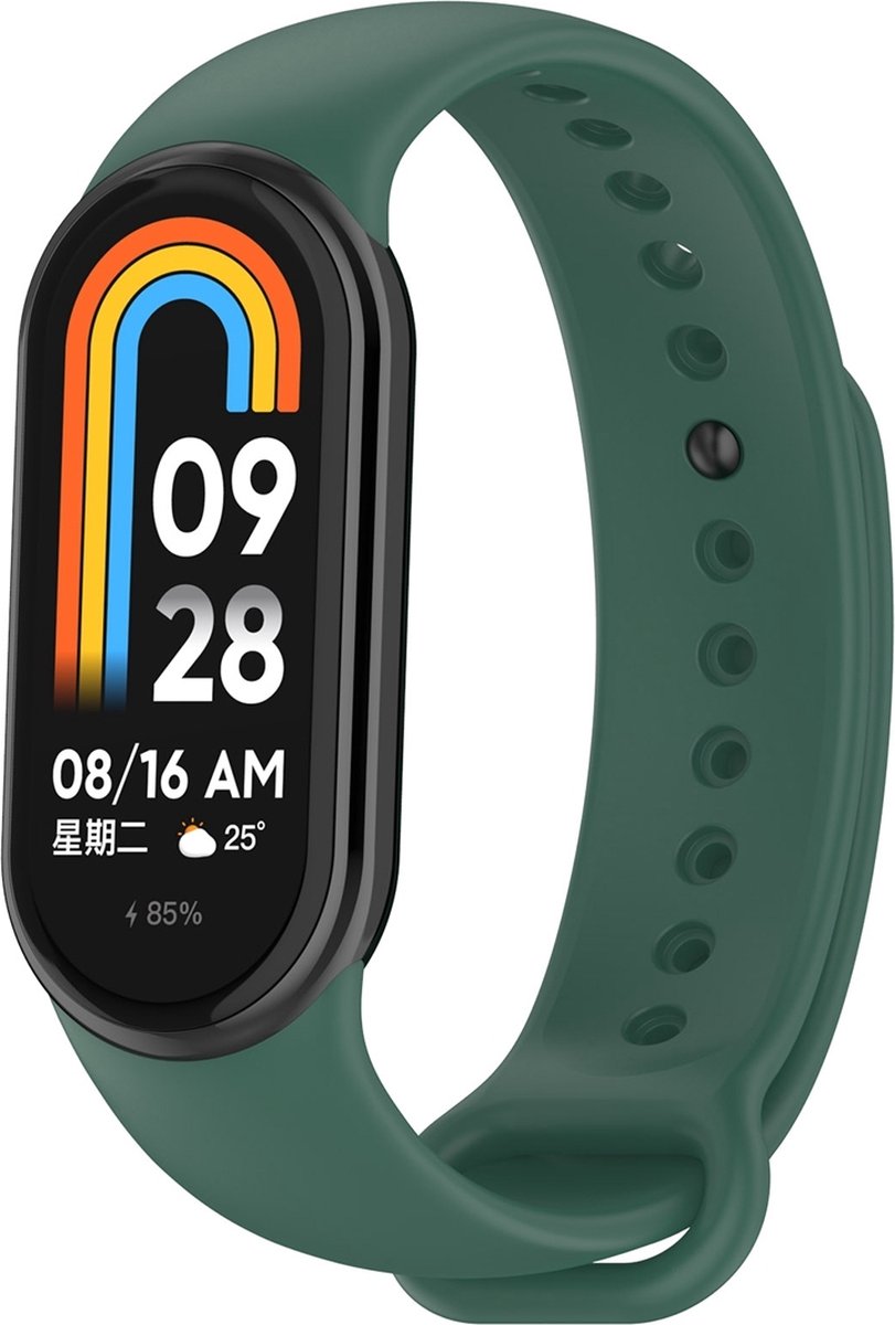 By Qubix - Siliconen bandje - Donkergroen - Geschikt voor Xiaomi Smart Band 8 / 9 / 10