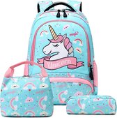 Unicorn Backpack for Girls Rucksack School Bag Set Kids Backpacks Primary Kids Bag Water Resistant Student School Book Bag with Lunch Bag Pencil Case