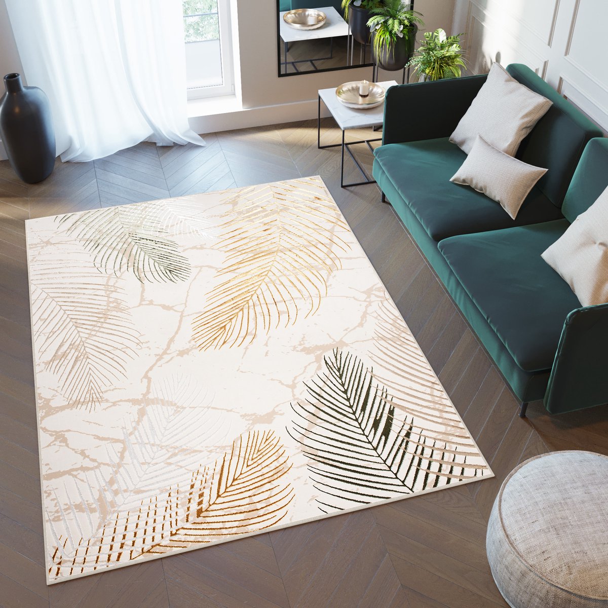 Tapiso Golden Vloerkleed Laagpolig Beige Modern Tapijten Maat- 80x150 Beige 1