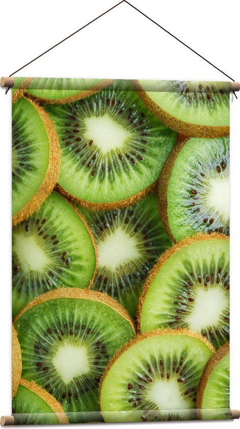 Textielposter - Schijfjes Gesneden Kiwi - 60x90 cm Foto op Textiel