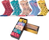 Biggdesign Cats dames sokken - Dames Enkelsokken - Sokken set extreem zacht katoen maat 36-40 pak van 5