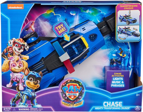 PAW Patrol The Mighty Movie - Chase's Race Car - Voiture jouet  transformable avec