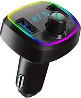 VCTparts Transmetteur FM Bluetooth Universel Kit Voiture Chargeur Voiture Zwart avec Siècle des Lumières LED