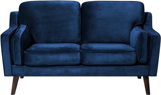 Lol Beheer Productiecentrum Beliani LOKKA - Two Seater Sofa - Blauw - Fluweel | bol.com