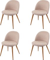 Set de 4 chaises de salle à manger MCW-D53, chaise de cuisine, design rétro années 50, tissu/textile ~ beige
