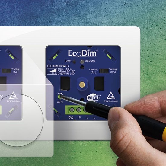 EcoDim WiFi led dimmer, ECO-DIM.07 WiFi, druk/draai, inbouw, 250W LED, voor alle merken afdekmateriaal - Ecodim