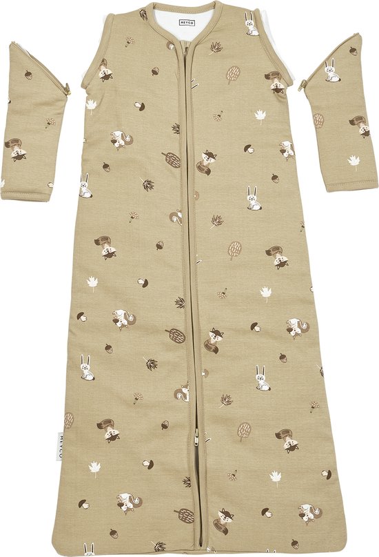 Meyco Baby Forest Animals baby slaapzak met afritsbare mouwen - sand - 110cm - 2.5 TOG van Meyco — afbeelding 5