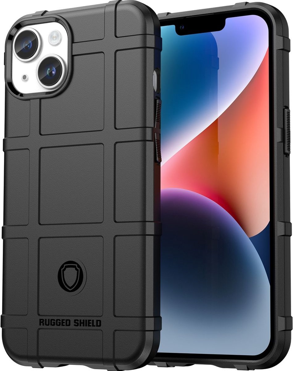 Mobigear Hoesje geschikt voor Apple iPhone 15 Plus Telefoonhoesje Flexibel TPU | Mobigear Rugged Shield Backcover Shockproof | Schokbestendig iPhone 15 Plus Telefoonhoesje | Anti Shock Proof - Zwart